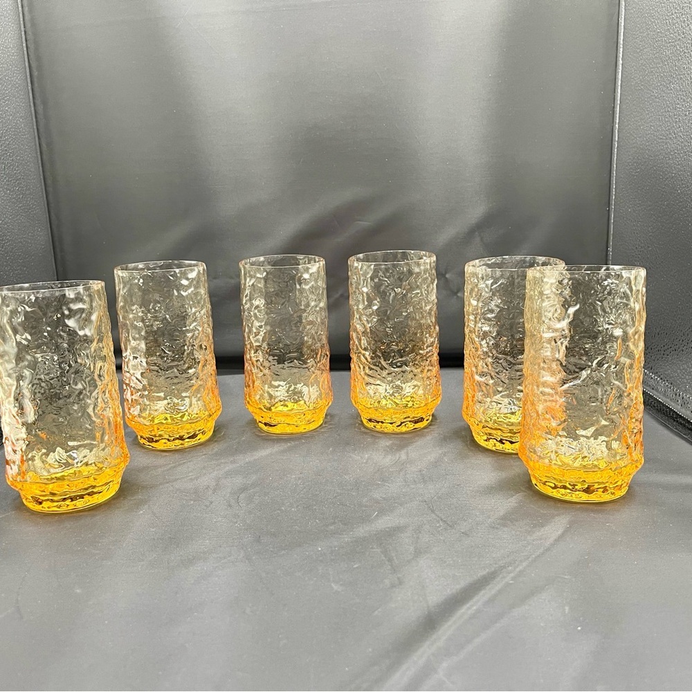 Vintage Anchor Hocking Milano Honey Gold Glasses 12 Oz Set Of 6 - Picture 12 of 12